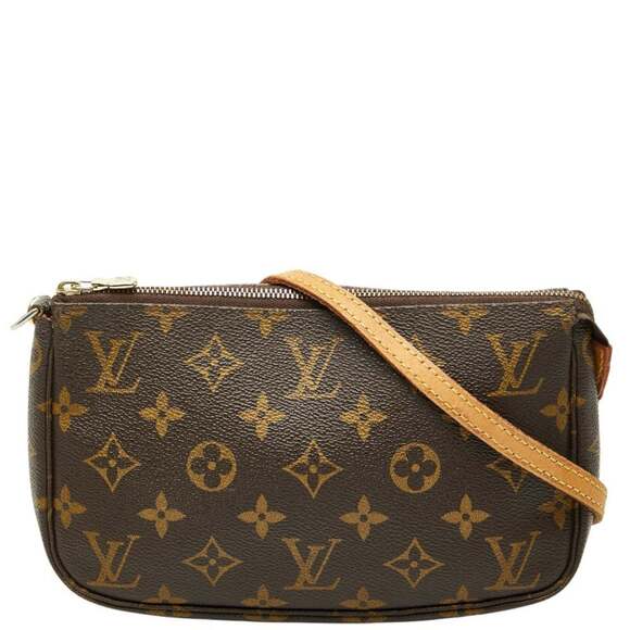 LOUIS VUITTON Brown Monogram Leather Pochette Shoulder Bag - Picture 1 of 11